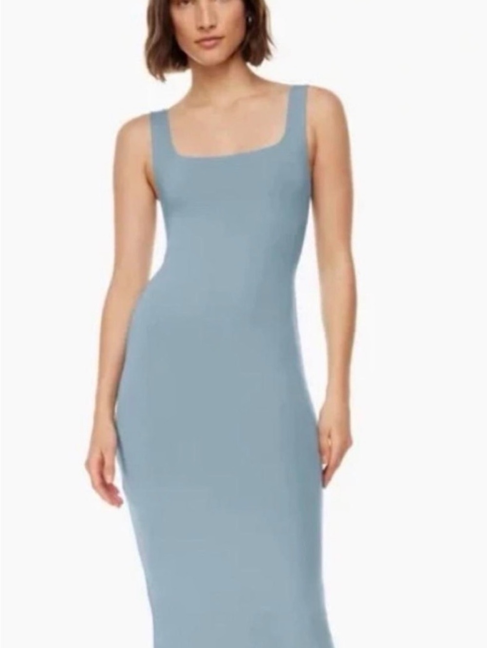 babaton Sleek Square-Neck Slip Dress - Dusty Blue